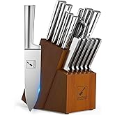imarku 15-Piece Kitchen Knife Set with Block & Sharpener – Japanese Stainless Steel Chef Knives, Dishwasher Safe, 6 Steak Kni