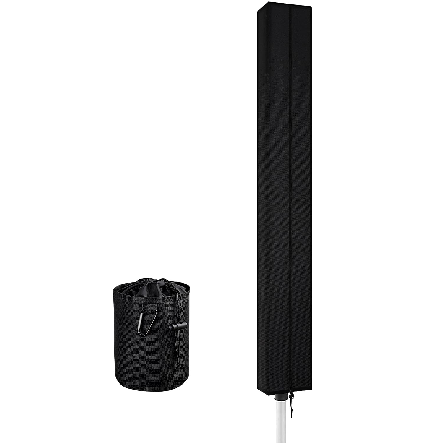 Dokon Rotary Washing Line Covers Waterproof Anti-UV Rotary Airer Cover with Clothes Peg Bag, Heavy Duty Oxford Fabric Outdoor Clothes Line Cover with Zip, Garden Parasol Covers (160x15x15cm) - Black