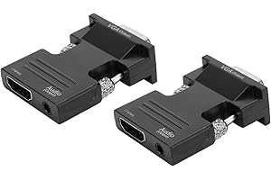 HDMI to VGA Adapter, 3.5 Audio/3.5 to R + L Out Adapter Converter with Audio Line, HDMI Female to VGA Male Converter, 720P/10