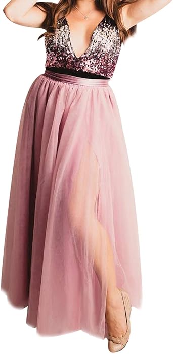 saia longa de tule com fenda