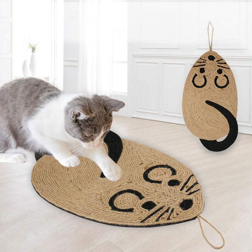 Cat Scratching Mat Natural Sisal Cat Scratching Pad Hanging Cats Scratcher Board Mouse Kitten Claw Care Toy Non-Slip Kitten Scratching Rug Sleeping Pad for Cats Grinding Claws & Protecting Furniture