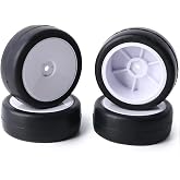 ZRRC Soft 1/10 RC On-Road Tires Wheels Pre-Glued Slick Tyres 12mm Hex Wheels for Traxxas 4-Tec Tamiya TT02 TT01 Redcat Lightning EPX HPI HSP Flying Fish Kyosho Rlaarlo 1/10 RC Touring Wheels Tires Set