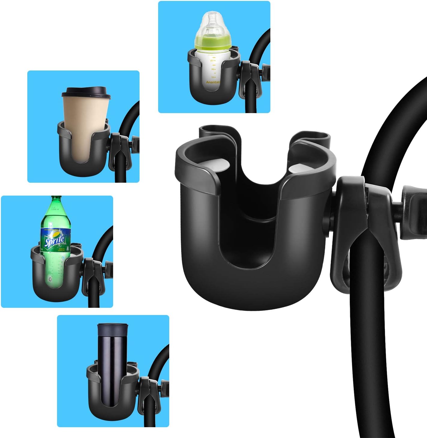 Roinaee Wheelchair Cup Holder with Phone Holder, 2 in 1 Walker Cup Holder, Stroller Cup Holder,Bike Cup Holder, Cup Holder for Walker,Wheelchair,Bike,Stroller: Automotive