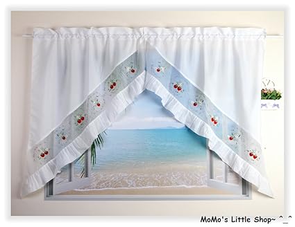 Lovely Strawberry Embroidery Flounced Ruffle White Kitchen Cafe