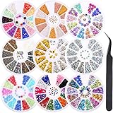 Pangda 9 Boxes Nail Art Rhinestones Set with Nail Rhinestones Studs Artificial Pearls Irregular Stones Steel Balls Horse Eye Rhinestones and Tweezer