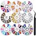 Pangda 9 Boxes Nail Art Rhinestones Set with Nail Rhinestones Studs Artificial Pearls Irregular Stones Steel Balls Horse Eye Rhinestones and Tweezer