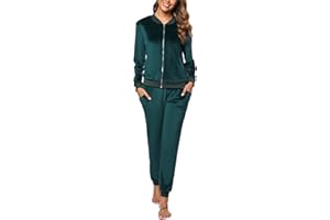 Totatuit Velour Tracksuit Womens Sweatsuit Set Long Sleeve Zip Up Jacket & Drawstring Sweatpants Outfit