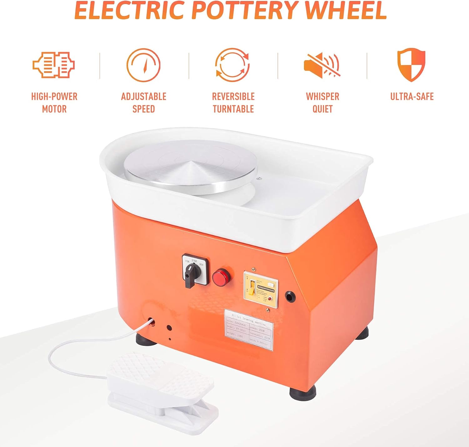 CO-Z 10 inches Pottery Wheel Machine, Electric Pottery Ceramic Forming Machine for Adults and Beginners, DIY Clay Spinning Wheel and Throwing Wheel Pottery with Foot Pedal, Clay Sculpting Tool Set