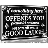 Funny Bar Sign Man Cave Decor If Something Here Offends You Vintage Sarcastic Metal Sign for Garage Wall Decor 8 x 12 inch