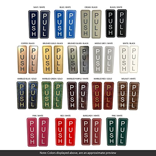 Classic Push Pull Engraved Door Sign Set - Variety of Colors & Sizes - Great for Office, Business, Store, Shop or Cabinet - Vertical - Rounded Corners (Small: 1.35 x 4)