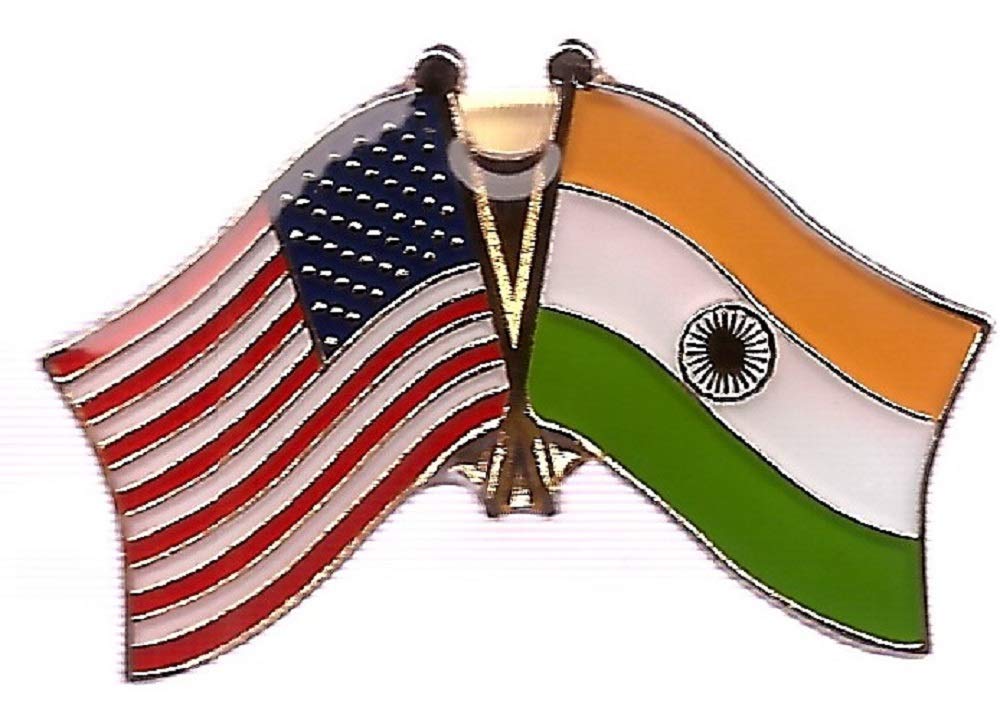 PACK of 50 India & US Crossed Double Flag Lapel Pins, Indian & American