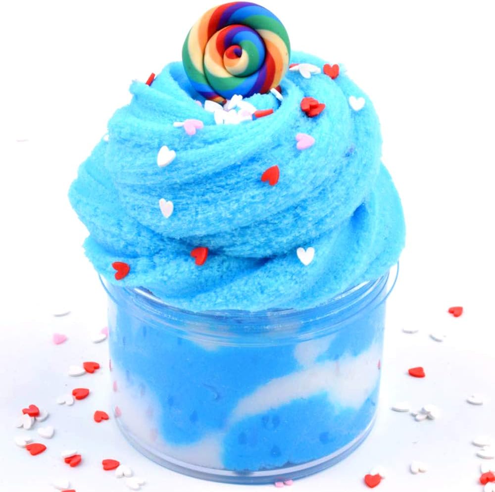HongFeng world Newest Cloud Slime for Children Birthday Party Favor,Blue Sky, White Clouds and Rainbow Slime 8OZ