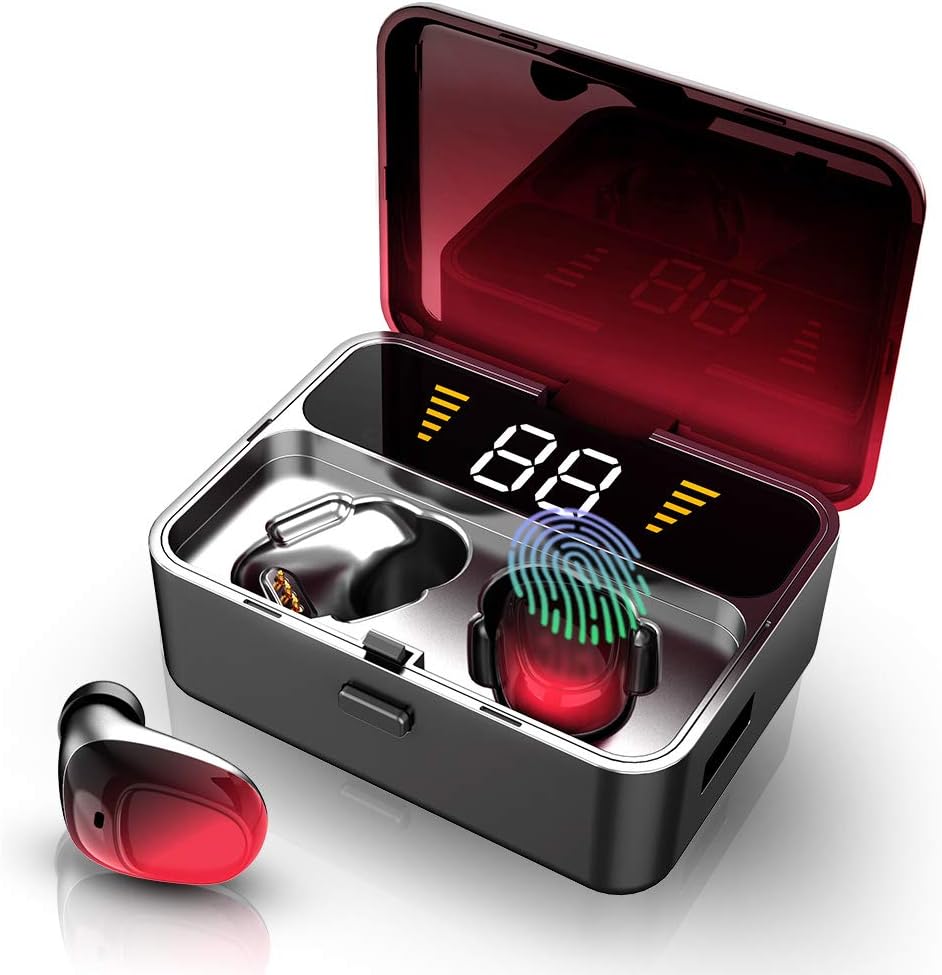 Wireless Earbuds, IPX7 Waterproof Bluetooth 5.0 + EDR Headphones w/Mic HD Stereo, 2000mAh Charging Case LED Battery Display 100H Playtime in-Ear, Touch-Control, True Wireless Earbuds for iOS Android