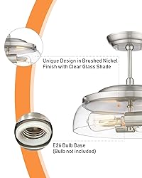 EAPUDUN Semi Flush Mount Ceiling Light, 2-Light