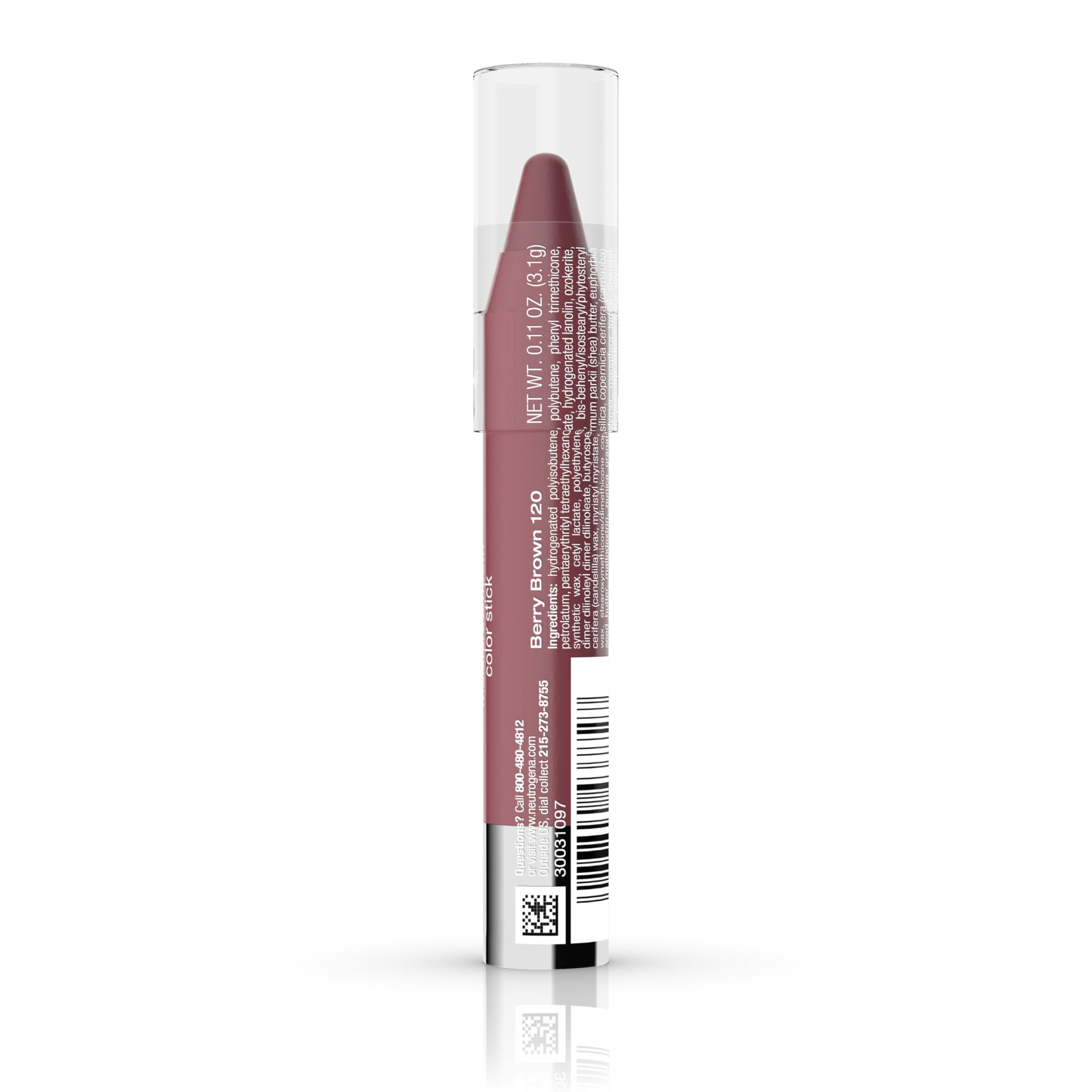 Neutrogena Moisture Smooth Color Stick for Lips, Moisturizing and Conditioning Lipstick with a Balm-Like Formula, Nourishing Shea Butter and Fruit Extracts, 120 Berry Brown.011 oz (Pack of 1)