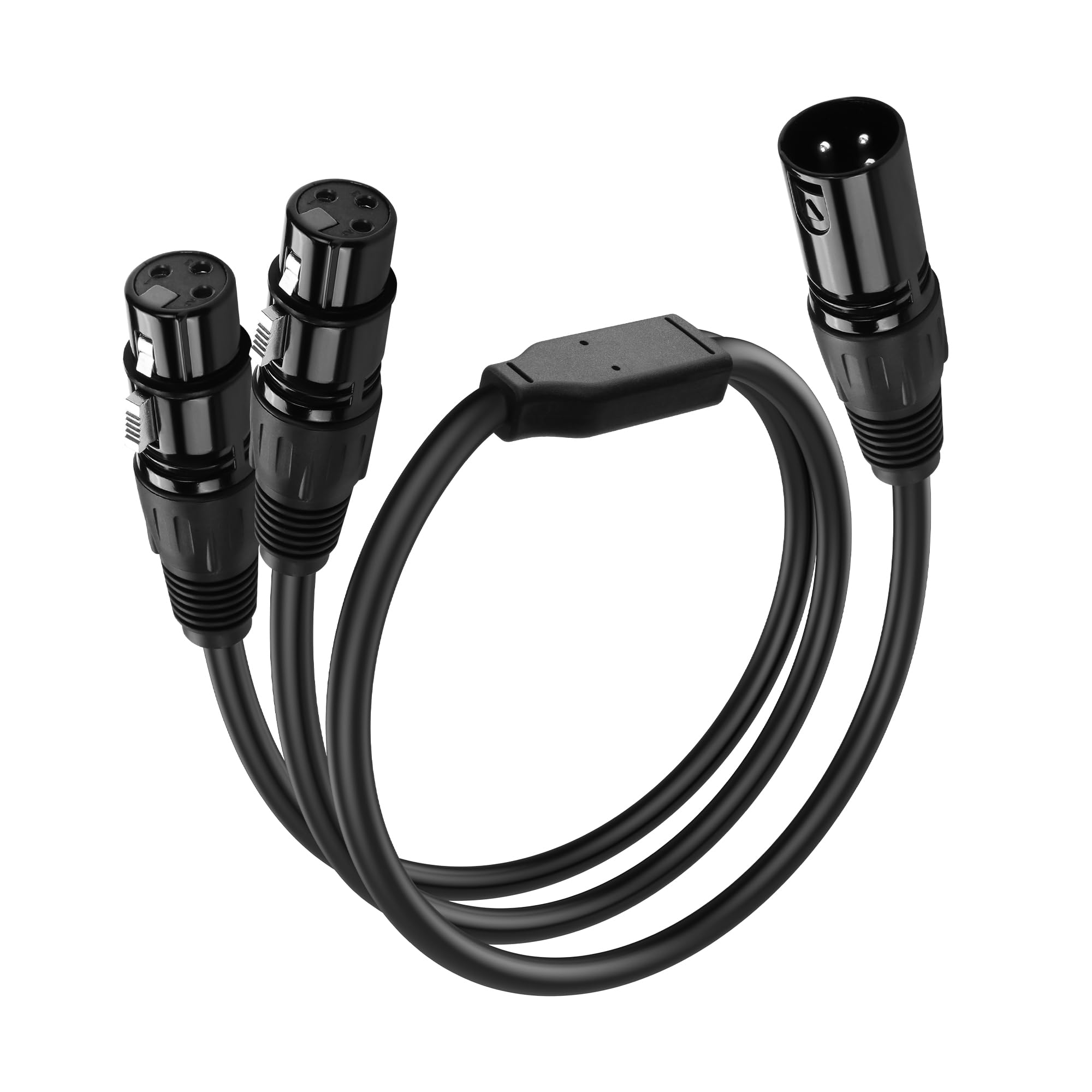 SinLoon XLR 3-Pin 1 Male to 2 Female Splitter for Home Studio Recorder, Amplifier, Mixing Desk, Speaker (2F to M)