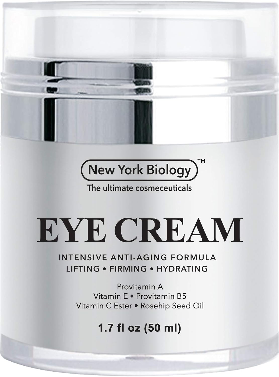 Eye Cream Moisturizer for Dark Circles, Fine Lines, Puffiness and Wrinkles Under the Eyes – Intensive Anti Aging Formula with Provitamin A and B5, Vitamin C and E – 1.7 fl oz (50ml)