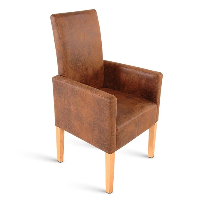 SAM Esszimmer Armlehnstuhl Serano, Stuhl in brauner Wildlederoptik mit