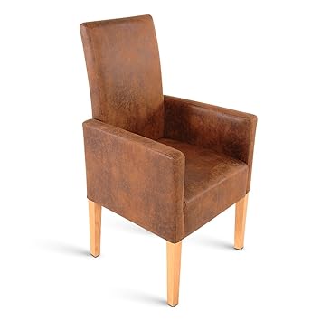 SAM Esszimmer Armlehnstuhl Serano, Stuhl in brauner Wildlederoptik mit