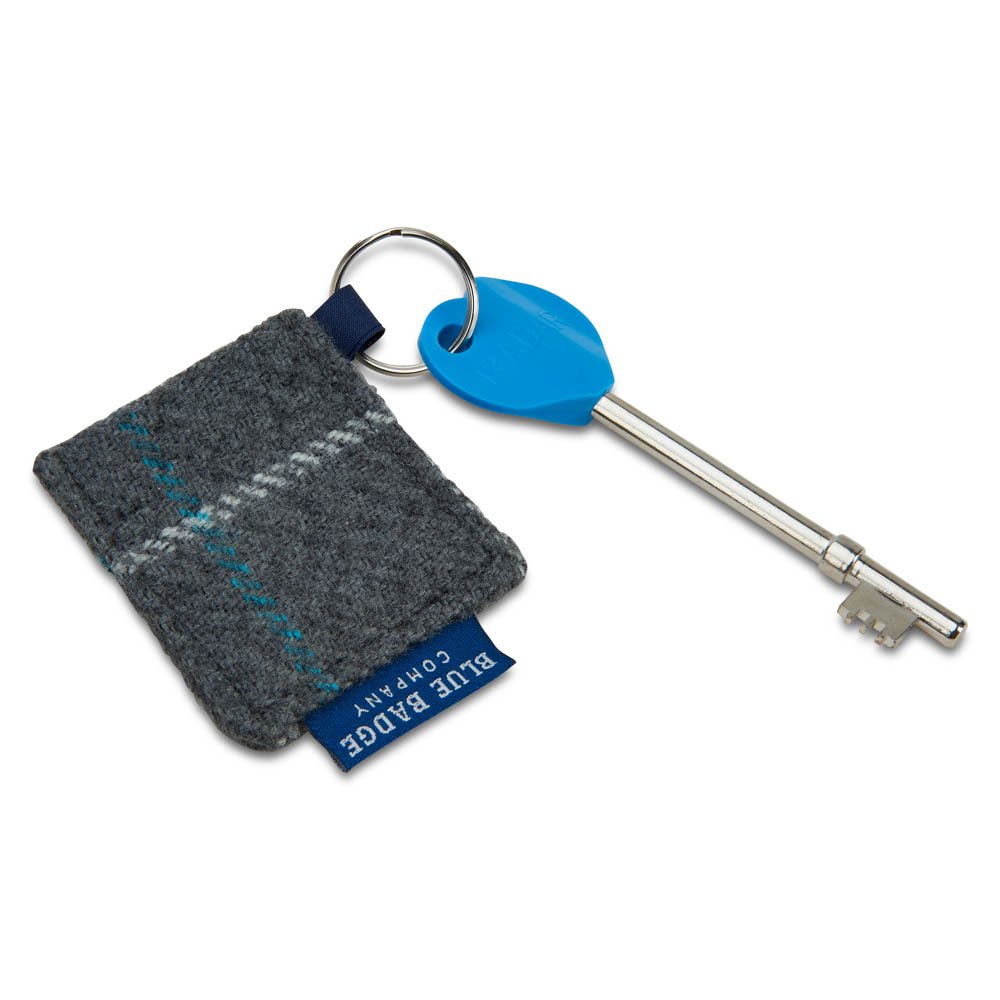 Blue Badge Co Genuine Radar Key with Grey Blue Check Fabric Design Keyring for Disabled Toilets Acessible Loos in the UK Easy Turn Acess Key
