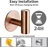 YUET 2 Pcs Bathroom Towel Hook Adhesive Rose Gold SUS 304 Stainless Steel view 3