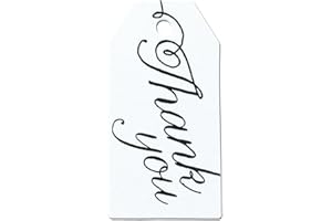 LWR CRAFTS 100 Hang Tags with Jute Twines 100ft Silver White Thank You