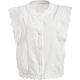 winkbay Women's Summer Eyelet Embroidery Tops Dressy Casual Button Down Lace Cap Sleeve Cute Blouses