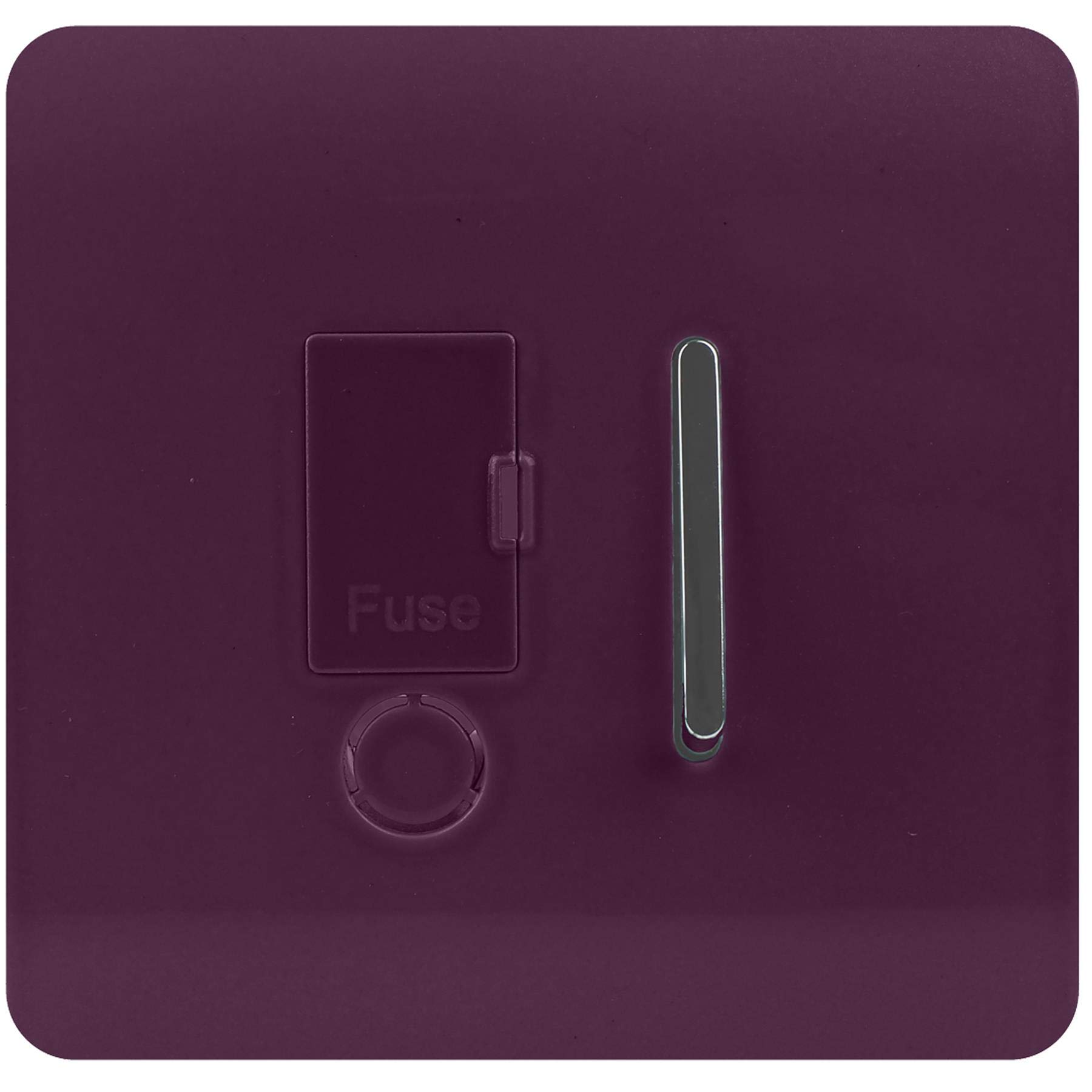Trendi Switch Screwless Artistic Modern Glossy Tactile 230V Switched 13 A Single Fused Spur Connection Unit w/Flex Outlet Chrome Rocker in Plum Purple - ART-FSPL