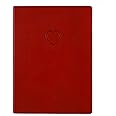 WORLD TRAVELER Eccolo Red Embossed Heart Writing Journal Notebook, 256 Lined Pages, Flexible Faux Leather Cover, 5-x-7-inch