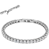 Adjustable Tennis Bracelets for Women Sparkle Cubic Zirconia Bracelet Gifts | Stainless Steel, Waterproof, Tarnish-resistant,AAA CZ hypoallergenic Simulated Diamond Bangle Bridal Jewelry for Wedding