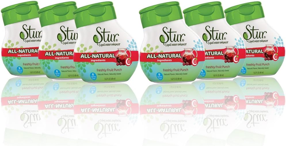Stur® Freshly Fruit Punch (6 Pack) - High in Vitamin C. All Natural Stevia Water Enhancer. Alternative Squash and Fruit Juice. No sugar, no calories. Contains natural Stevia Sweetener.