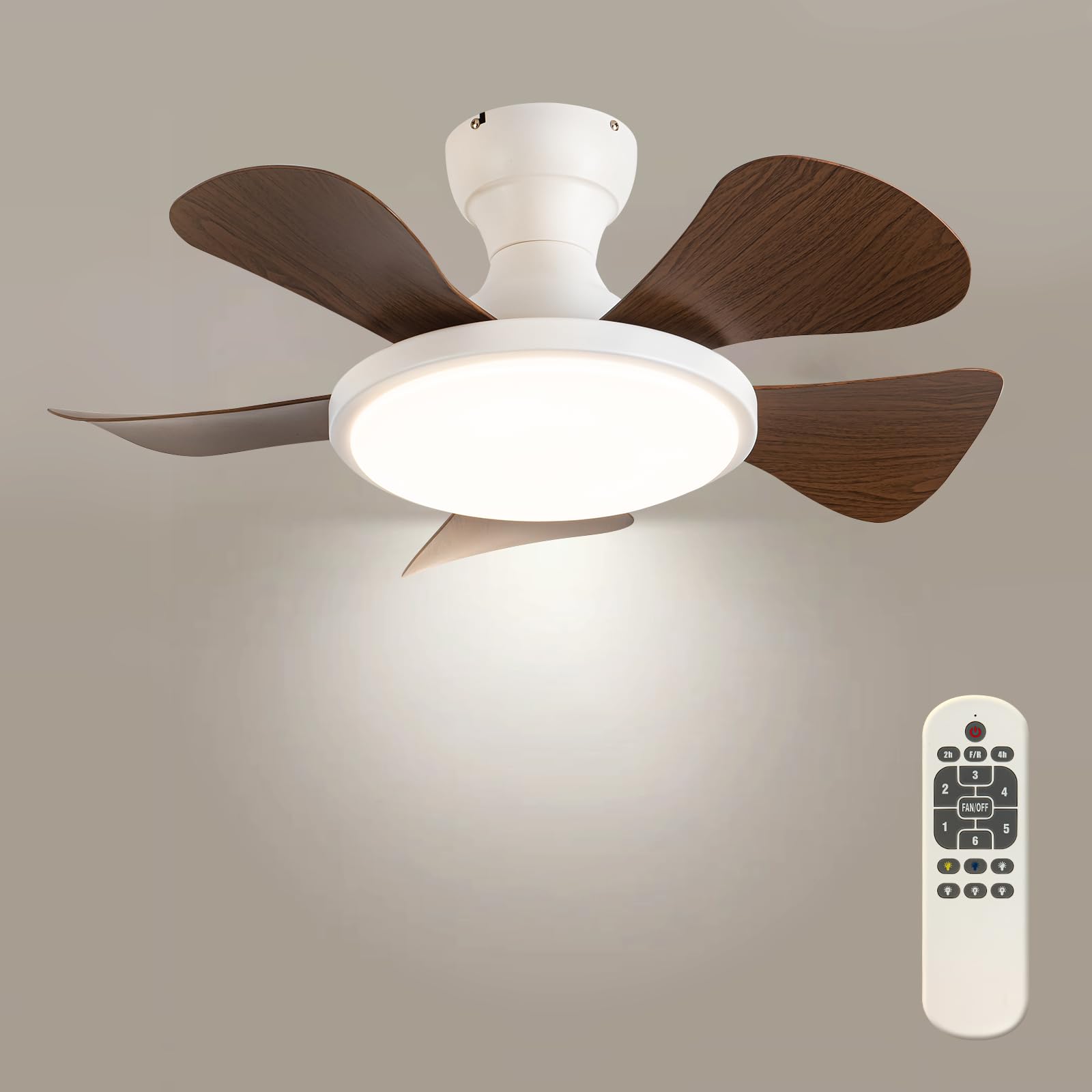 Photo 1 of *used*zsvicka Ceiling Fans with Lights, 30 inch Low Profile Ceiling Fan with Light and Remote, Flush Mount Smart Ceiling Fan with Dimmable LED Light, Small Ceiling Fans for Bedroom, DC Motor, Indoor, White