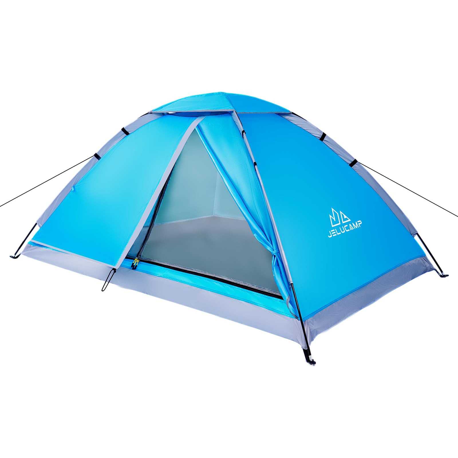 Photo 1 of JELUCAMP 1/2 Person Dome Tents for Camping, Lightweight Portable Single Backpacking Tent, Small Easy Setup Outdoor Waterproof Camping Hiking Tent for Adults, 2 Person Tent, Blue