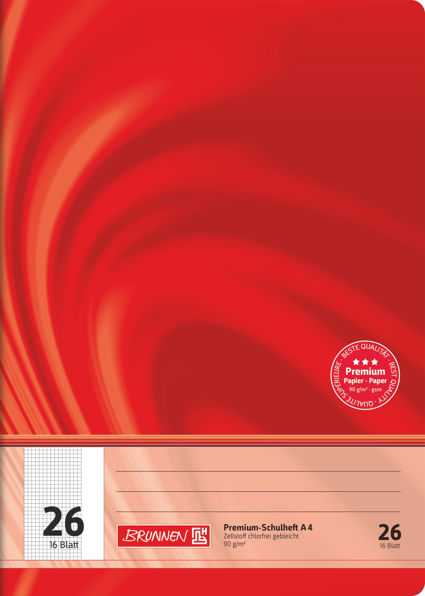 Brunnen Vivendi 104472602 School Notebook A4 16 Pages 5 mm Squared with Margin Ruled Exercise Book – 26)