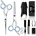 Sirabe Hair Cutting Thinning Scissors Set 6", Sapphire Professional Haircut Scissors Set Stainless Steel Barber Shears Kit for Salon Hairdressing Home