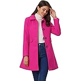 Allegra K Women's 2025 Coat Winter Classic Vintage Mid-Length Lapel Collar Single Breasted Overcoat