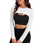 Remidoo Women's Bolero Shrug Super Long Sleeve Crop Top Gym Workout Tops Cropped Shirt