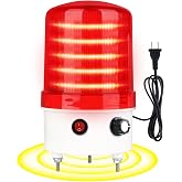 Industrial LED Rotating Warning Light, AC110V-120V Red Strobe Light for Public Emergency Alarms, Indoor/Outdoor Safety Siren with Volume Adjustment/Plug and Buzzer