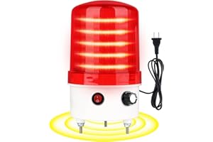KBAOELE Industrial LED Rotating Warning Light, AC110V Red Strobe Light for Public Emergency Alarms, Indoor/Outdoor Safety Siren with Volume Adjustment/Plug and Buzzer