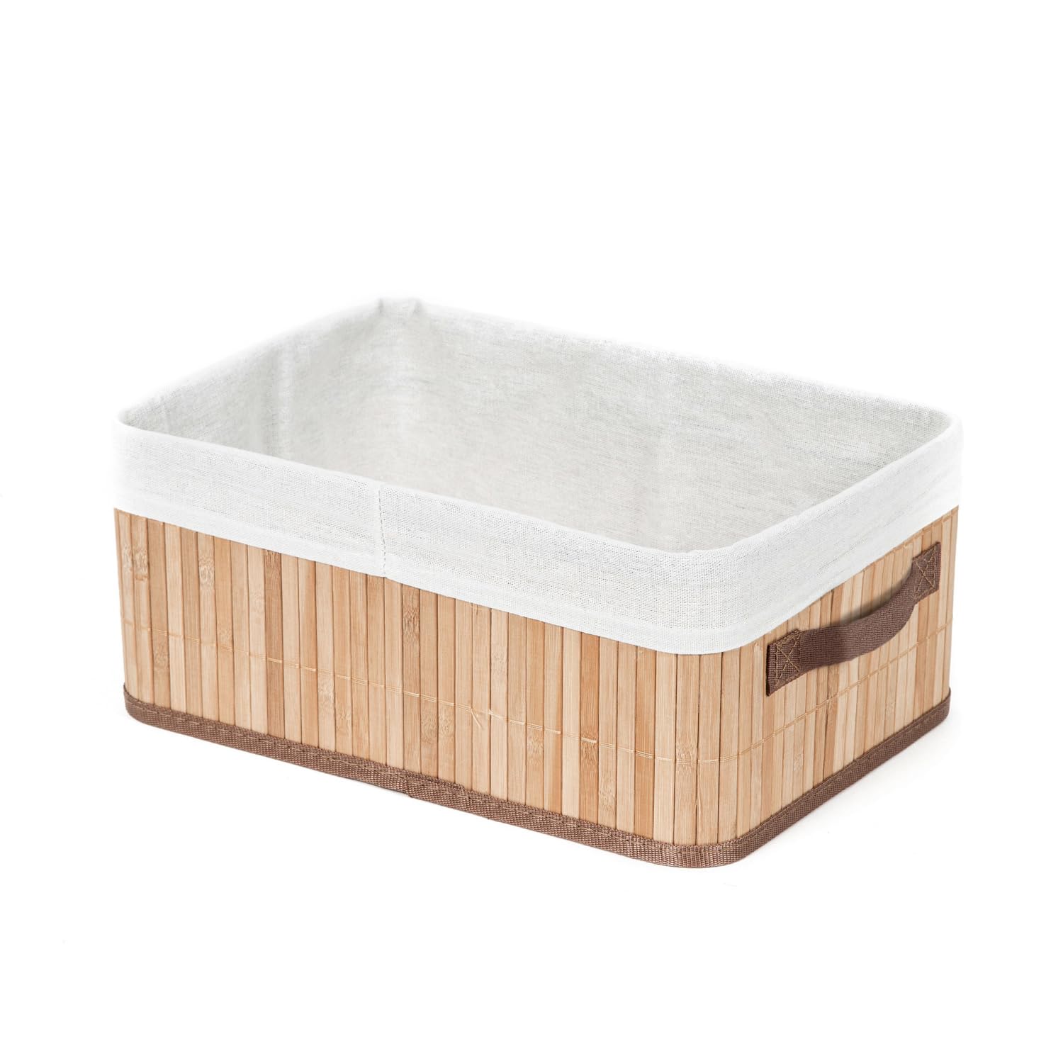 Compactor Joey Bamboo Basket, Medium (35X25X15 cm), Rectangular With Removable Washable Fabric Liner