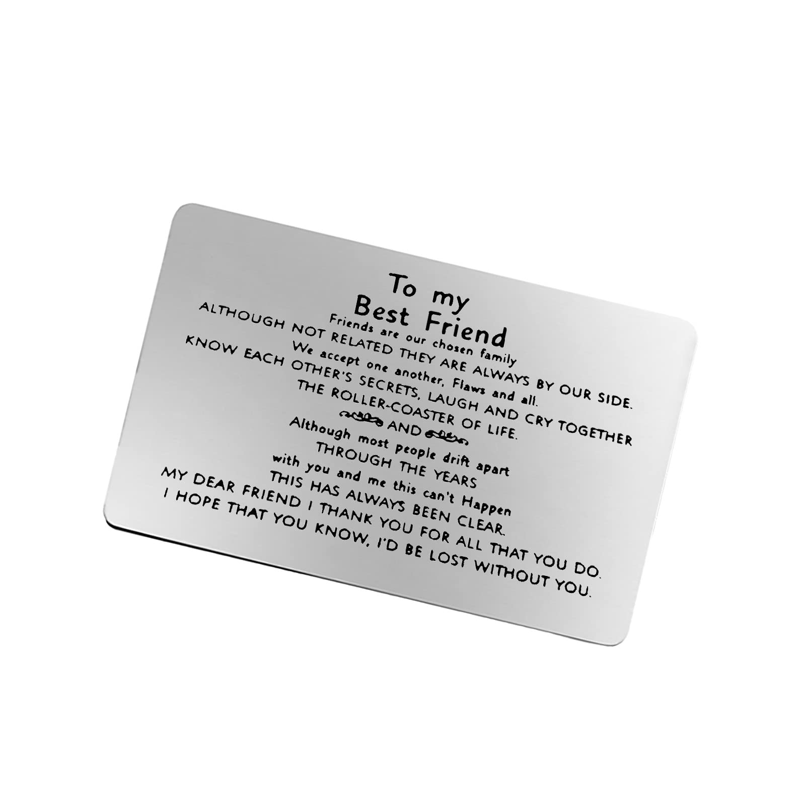 Best Friend Sister Gifts for Women Men Engraved Wallet Insert Card Friendship Gifts for BFF Birthday Thanksgiving Gifts for Best Friend Christmas Graduation Gifts for Besties Appreciation Gifts