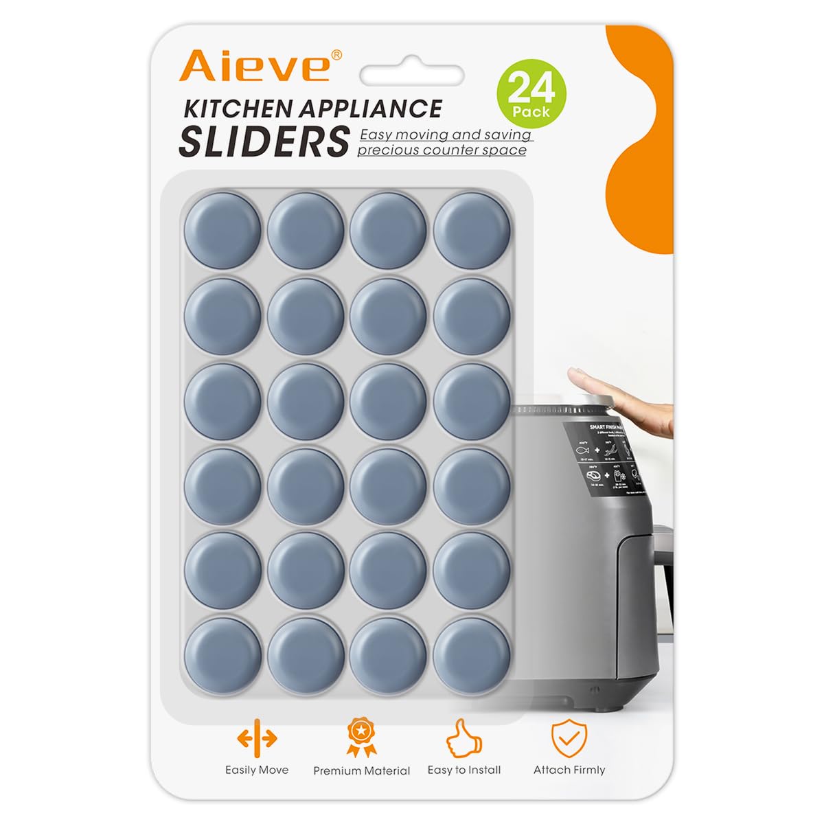 Aieve Appliance Slider, 24 Pcs Small Appliance Rollers Kitchen Gadgets, Self Adhesive Caster Wheels Kitchen Finds Home Must Have Countertop Accessories for Mixer Coffee Maker Air Fryer