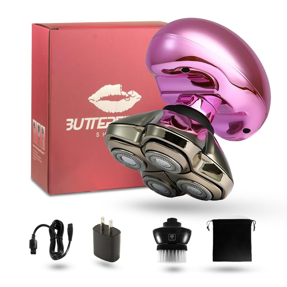 Skull Shaver Butterfly Kiss PRO - Ultimate Electric Razor for Women - Lady Shaver, Bikini Trimmer, Face Hair Remover, Pink