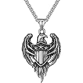 Fachoice Eagle Hawk Pendant for Men Star Flag Eagle Necklace, American Bald Eagle Necklace Patriotic Eagle Bird Necklace Men’s Star Flag Bald Eagle Animal Jewelry Classic Eagle Shield Charm Necklace
