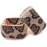 Z ZACHÉ Shinny Animal Leopard Print Earrings Cubic Zirconia Paving Gold Plated Women Hoop Earrings Statement Chunky Circle Huggie Earrings