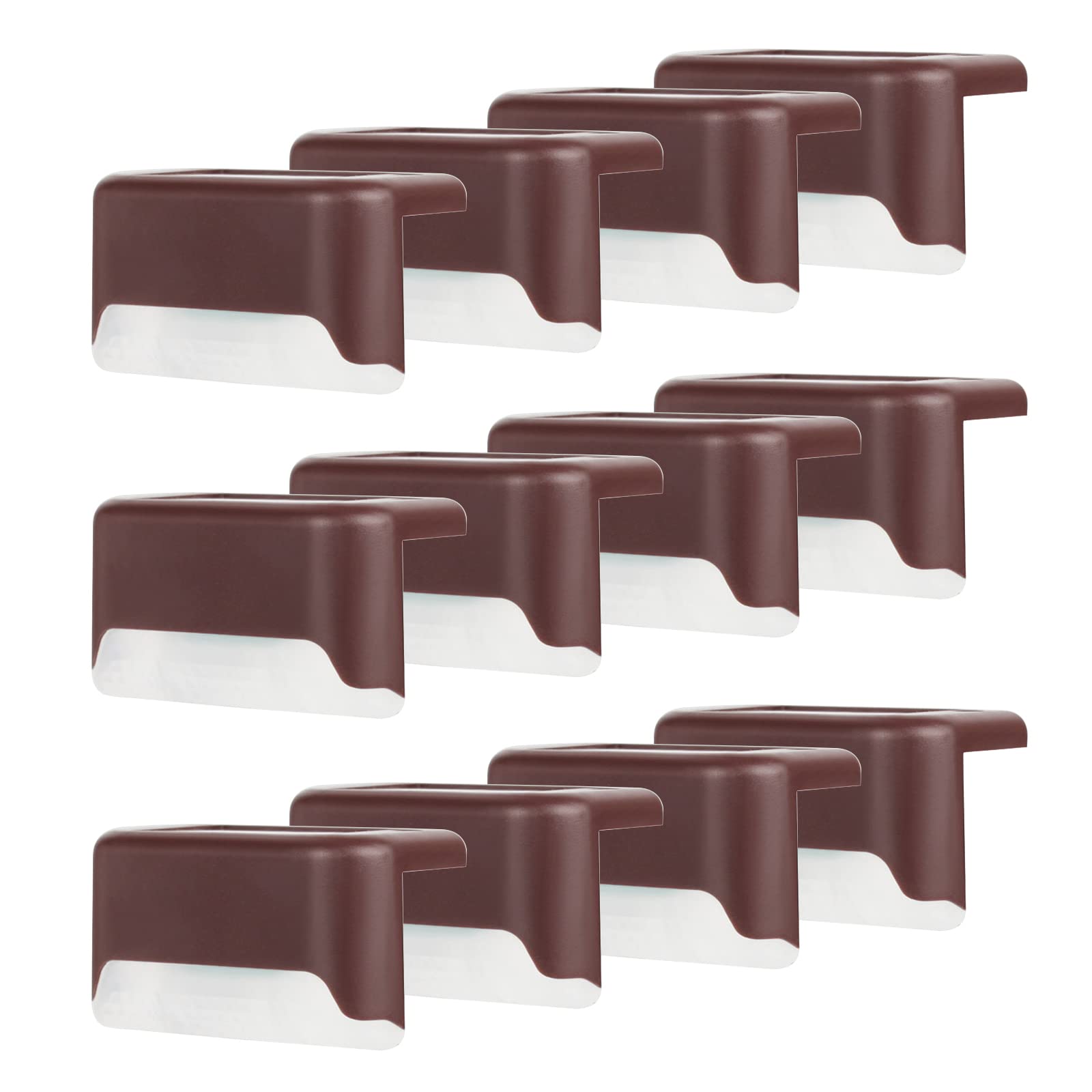 maxant Solar Deck Lights, 12/16 Pack Step Outdoor Fence Waterproof Powered LED Lights for Stairs, Step, Railing, Wall, Fence, Yard, Patio, Garden (12 Brown Shell Cool White) (L01557)