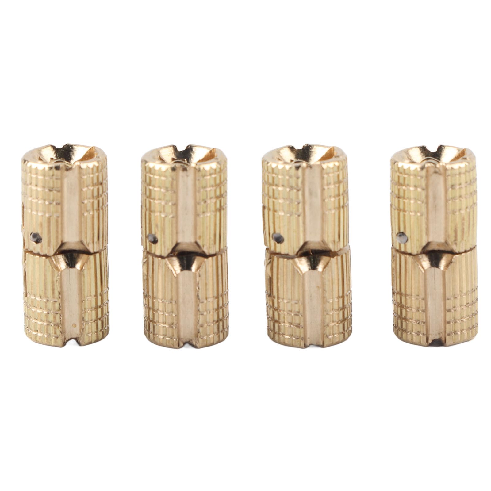 Copper Brass 4Pcs 8mm Cabinet Box Concealed Barrel Hinge 180° Opening Angle Hinge for Lightweight Handcraft DIY Projects