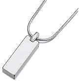 vicima Tungsten Steel Bar Pendant Necklace for Men Simple Geometric Tungsten Carbide Pendant with 24 Inch Snake Chain
