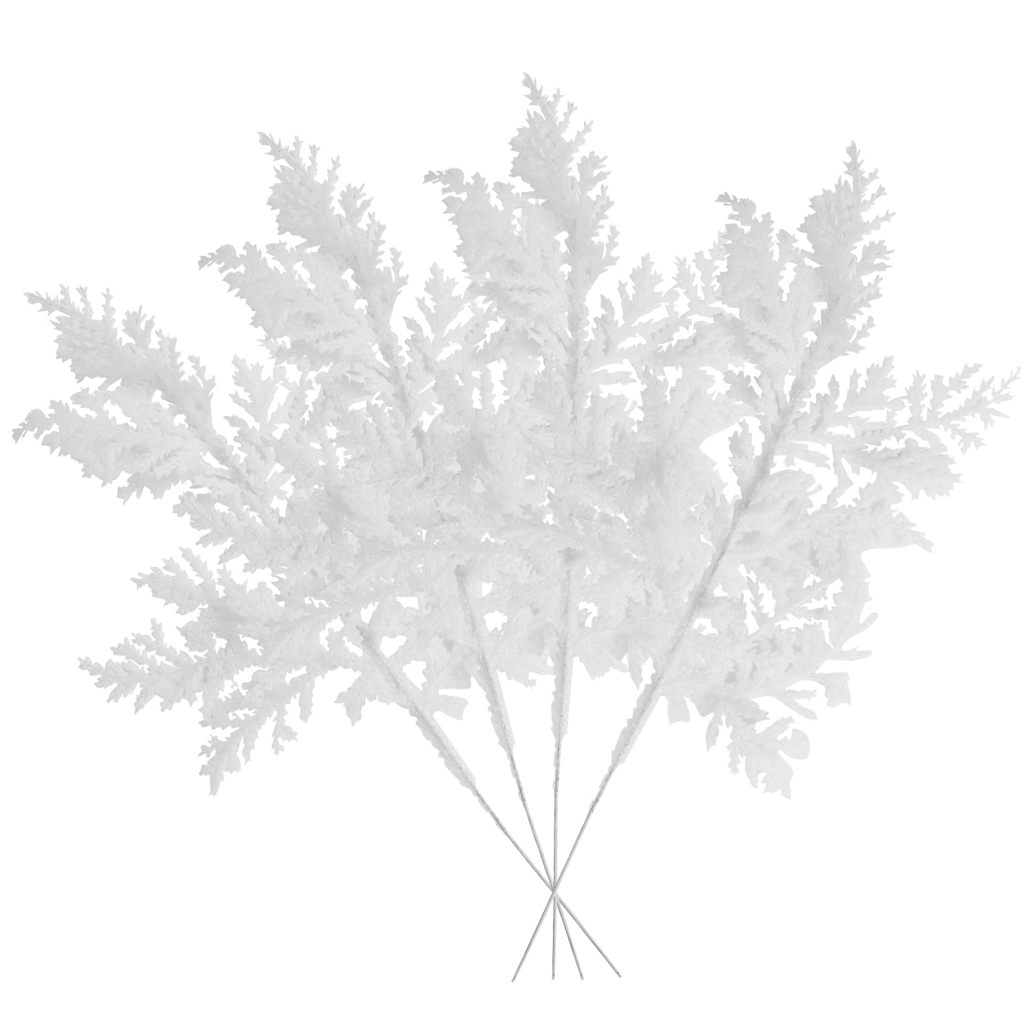 VEYLIN 10 Pcs Artificial Christmas Leaves Picks, White Glitter Leaves for Xmas Tree Wreath Festival Decoration — image 1