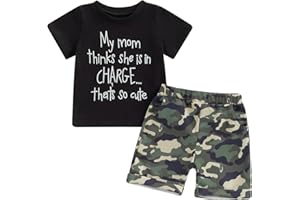 wdehow Toddler Kids Baby Boy Summer Clothes Sets 1T 2T 3T 4T 5T Letter Print Short Sleeve Tops Camouflage Shorts Outfits